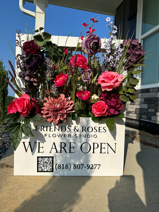 Double Sided Flower Box Welcome Sign